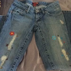 Flare beaded jeans